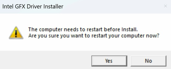 Click Yes to restart the system.
