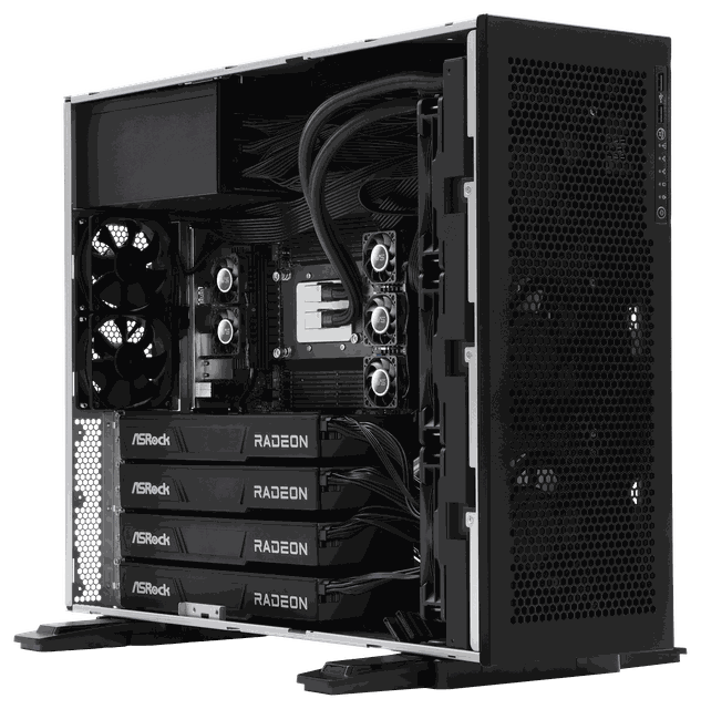 4U AI 추론 워크스테이션 — ASRock Radeon GPU 4장을 장착한 랙 마운트 섀시